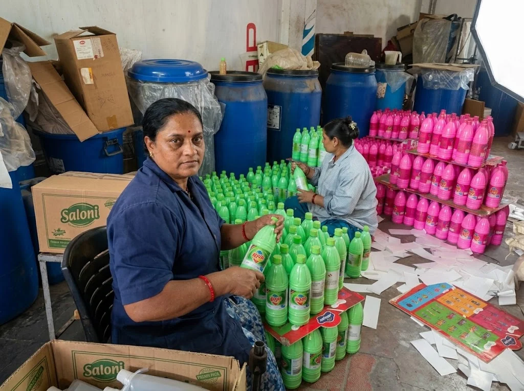 Packaging stage at Saloni Cleaning Products