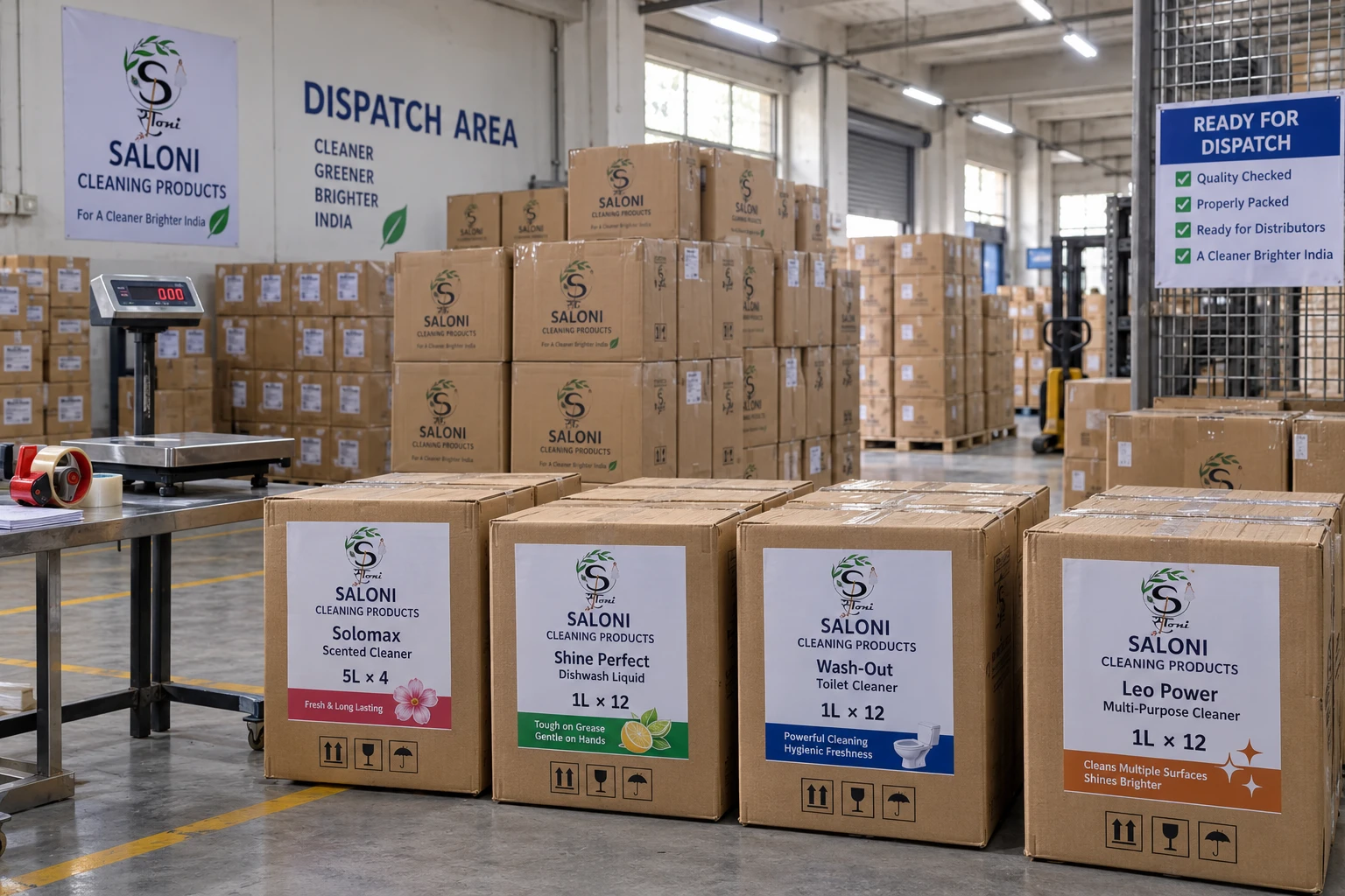 Packaging & Dispatch stage at Saloni Cleaning Products