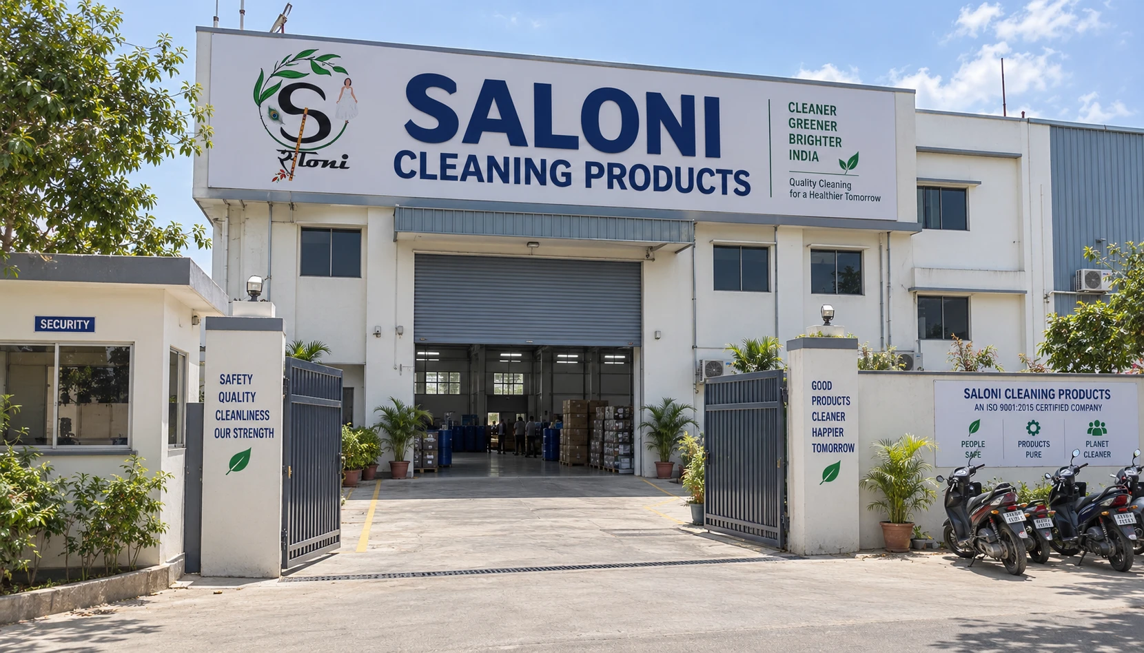 Exterior view of the Saloni Cleaning Products manufacturing facility